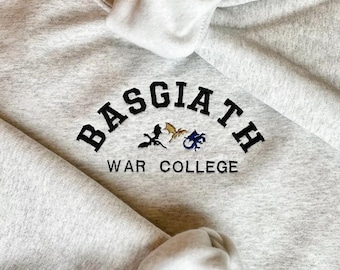Embroidered Basgiath War College Sweatshirt, Basgiath Sweatshirt, Fourth Wing Sweatshirt, Embroidered Bookish Sweatshirt, Book Lover Gift