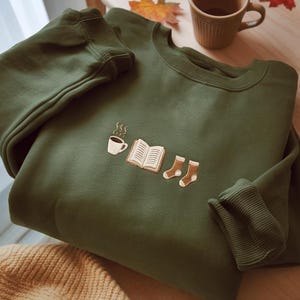Embroidered Cozy Fall Sweatshirt, Cute Book Sweatshirt, Book Lover Sweater, Cute Autumn Books Sweatshirt, Cozy Season Sweatshirt, Cozy Shirt