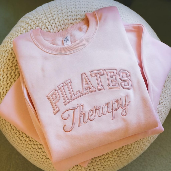 Pilates Therapy Embroidered Sweatshirt, Pilates Sweater, Pilates Instructor Sweatshirt, Cute Yoga Sweater, Fitness Gifts, Workout Sweatshirt