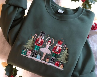 Christmas Nutcracker Embroidered Sweatshirt, Christmas Nutcracker Shirt, Nutcracker Ballet Sweatshirt, Christmas Gift, Christmas Sweatshirt