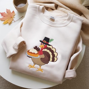 Gesticktes Thanksgiving-Truthahn-Sweatshirt, Thanksgiving-Shirt, Herbst-Sweatshirt, Herbst-Türkei-Sweatshirt, lustiges Huhn-Herbst-Sweatshirt