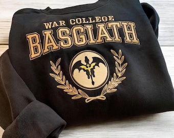 GEBORDUURDE sweater Basgiath War College, sweater vierde vleugel, sweater Basgiath, schoolse sweater, boekenliefhebber cadeau