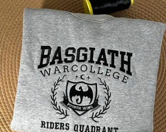 Basgiath War College geborduurd sweatshirt met ronde hals, sweater vierde vleugel, sweater Fantasy Reader, schoolse sweater, boekenliefhebber cadeau
