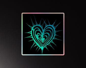 Bleeding Heart Black Holographic Sticker
