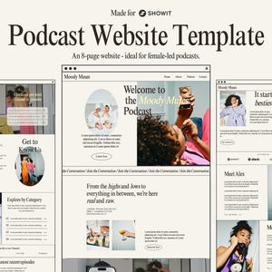 Modelo de site Showit para podcasts liderados por mulheres | Tema de cultura pop, lúdico, moderno e ousado | Modelo de site | Empreendedoras
