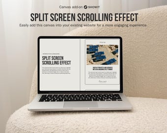 Split Screen Scrolling Effect Showit Canvas Add-On  | Luxury, Minimalist, Modern, Bold Theme | Showit Canvas Template | Female Entrepreneur