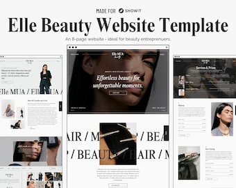 Website Template for Beauty Professionals | Showit Website Template | Luxury, Minimalist, Modern, Bold Theme | Female Entrepreneurs