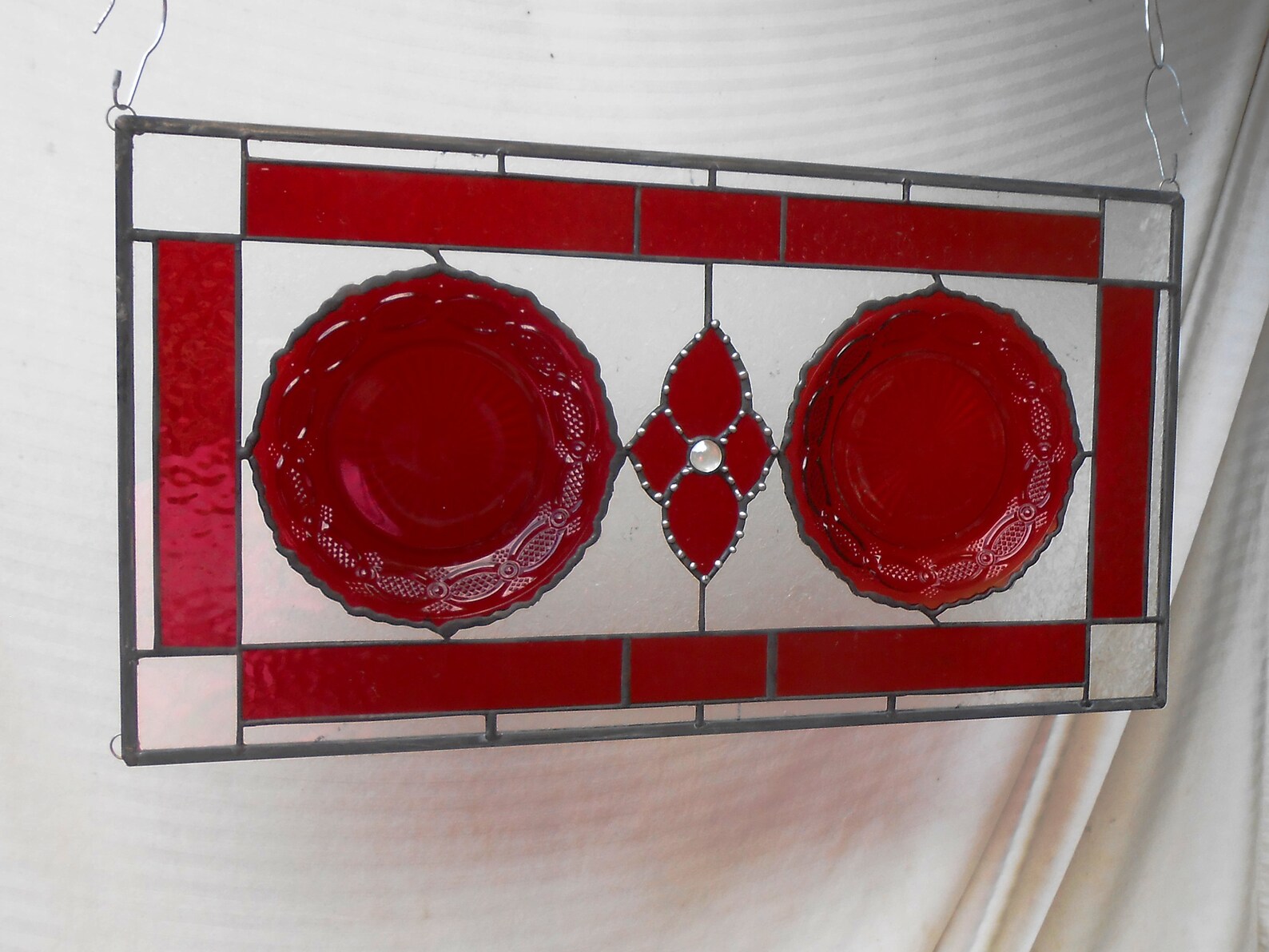 Vintage Stained Glass Window Transom W/ Recycled Avon Cape Cod Etsy