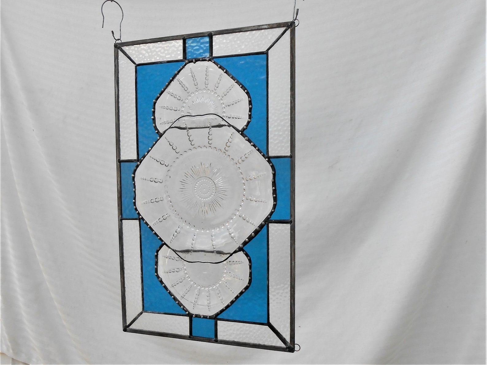 Stained Glass Window Panel Antique Depression Glass Vintage Etsy