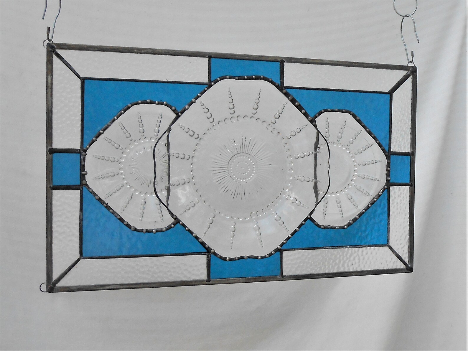 Stained Glass Window Panel Antique Depression Glass Vintage Etsy