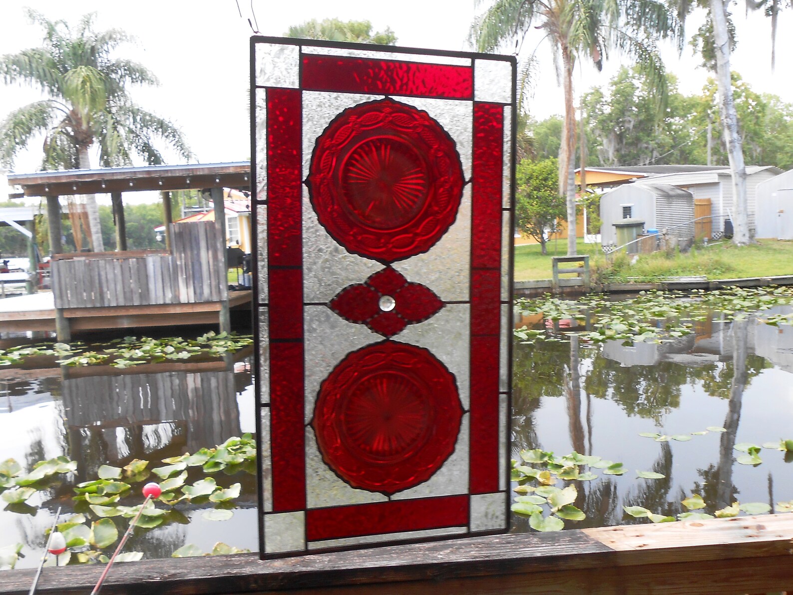 Vintage Stained Glass Window Transom W/ Recycled Avon Cape Cod Etsy