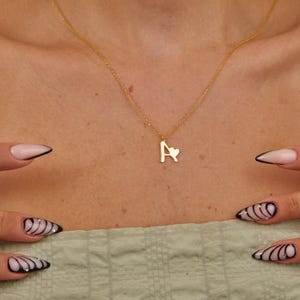 Custom Gold Initial Necklace with Tiny Heart, Personalized Letter Charm Necklace, Bridesmaid Gift, Initial Jewelry, Christmas Gift for Her