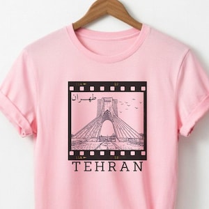Tehran T-Shirt Azadi Tower Film Strip Design, Persian Pride Apparel, Iconic Shahyad Tower Tee, Gift for Lovers of Tehran