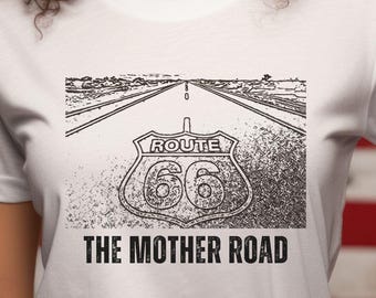 Route 66 USA T-Shirt | The Mother Road Tee | Vintage Road Trip Shirt | Desert Highway Graphic Outfit | Wanderlust Gift for Biker