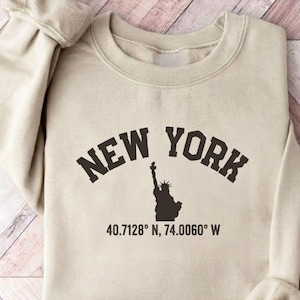 New York Coordinates Sweatshirt | NYC Pride T-Shirt | Statue of Liberty Crewneck | Big Apple Travel Gift | NY Tourist Souvenir | City Vibe