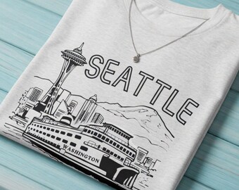 Seattle T-Shirt, Skyline & Space Needle Shirt, Washington State 2026 Tourist Apparel