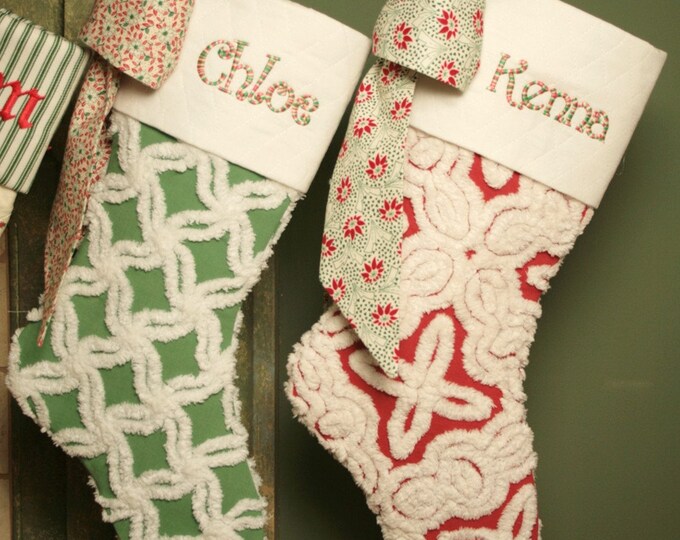 Personalized Custom Vintage Chenille Christmas Stocking Etsy