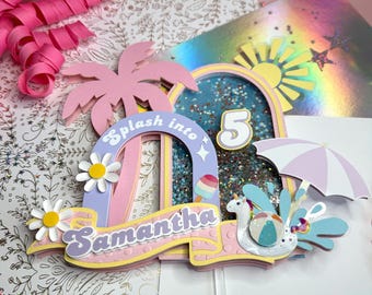 Pool Party Cake Topper: Pastel Summer Birthday Decorations