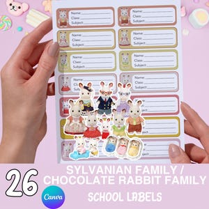 Sylvanian Families School Labels: Editable Name Tags, Calico Critters (Digital Download, Canva Template)