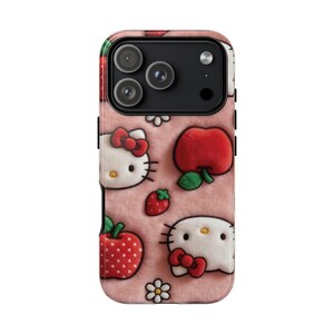 Hello Kitty Strawberry Pattern phone case | Cute Character iPhone Case image 1