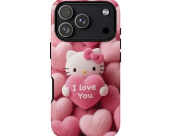 Hello Kitty I Love You Phone Case | Tough Phone Case, Pink Heart Pattern