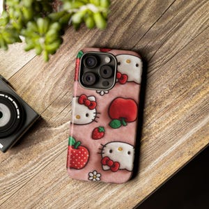 Hello Kitty Strawberry Pattern phone case | Cute Character iPhone Case image 5