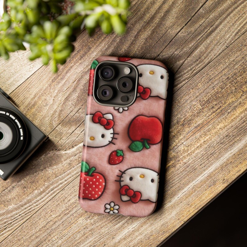 Hello Kitty Strawberry Pattern phone case | Cute Character iPhone Case image 5