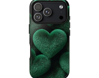 Green Fuzzy Hearts Phone Case | Tough Case