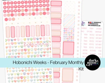 Hobonichi Weeks February Monthly Kit - Colorburst Love - Matte Stickers - 202-30-M - Valentine Candy Hearts