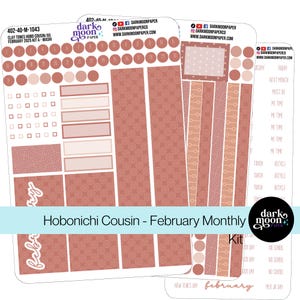 Kit mensual de febrero de Hobonichi Cousin (A5) - TONOS DE ARCILLA - Tema marrón tierra de estética minimalista - Pegatinas de planificador neutras simples 402-40-M
