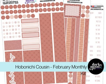 Hobonichi Cousin (A5) February Monthly Kit - CLAY TONES - Minimalist Aesthetic Earth Brown Theme - Simple Neutral Planner Stickers 402-40-M