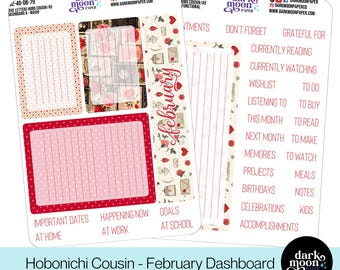 Hobonichi Cousin/A5 Dashboard - Love Letters - Matte Planner Stickers on White - Monthly Goals Planning Stickers - 101-40-DB-15