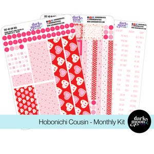 Hobonichi Cousin (A5) Monthly Kit - COOKIE HEARTS - Valentine Heart Theme - Planner Calendar Page Stickers - Matte Stickers - 302-40-AM