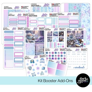 Kit de pegatinas para planificador con temática de invierno - Kit adicional de refuerzo - Winter Hygge - Pegatinas mate en blanco - 101-10-B