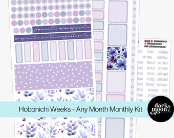 Kit mensual de Hobonichi Weeks Any Month - Violet Frost - Pegatinas mate - 301-30-M