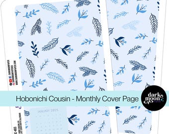 Hobonichi Cousin (A5) Month Divider - January Monthly Cover Page - Icy Branches - Matte Stickers on White - 201-40-MC