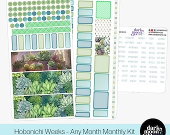 Hobonichi Weeks Any Month Monthly Kit - Cottage Succulents - Matte Stickers - 103-30-AM