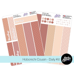 Kit diario Hobonichi Cousin (A5) - TONOS DE ARCILLA - Tema marrón tierra de estética minimalista - Pegatinas de planificador mate neutras simples 402-40-D
