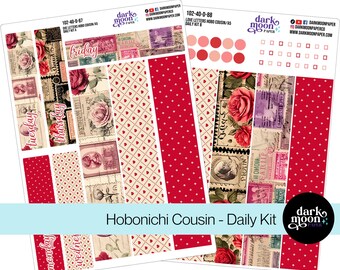 Kit diario Hobonichi Cousin (A5) - Cartas de amor - Pegatinas para la página del planificador diario - Pegatinas mate en blanco - 102-40-D
