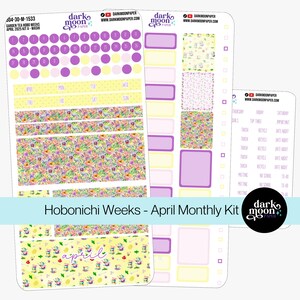 Hobonichi Weeks April Monthly Kit - GARDEN TEA - Spring Floral Teapot Theme Matte Planner Stickers - 304-30-M