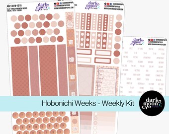 Hobonichi Weeks Weekly Kit - CLAY TONES - Minimalist Aesthetic Earth Brown Theme - Simple Neutral Matte Planner Stickers - 402-30-W