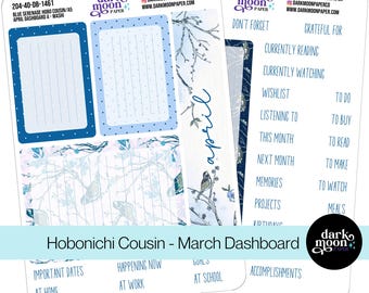Hobonichi Cousin A5 Stickers – Blue Bird Monthly Goals Dashboard
