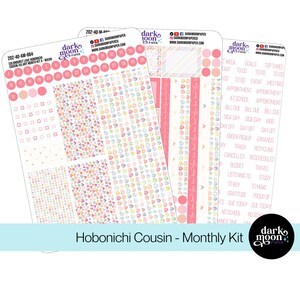 Kit mensuel Hobonichi Cousin (A5) - Colorburst Love - Stickers page calendrier agenda - Stickers mats sur blanc - 202-40-AM - coeurs colorés
