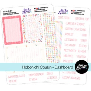 Tableau de bord Hobonichi Cousin/A5 - Stickers planification objectifs mensuels - Colorburst Love - Stickers agenda mat sur blanc - 202-40-DB - Saint-Valentin