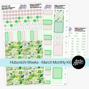 Hobonichi Weeks March Monthly Kit - FRESH JASMINE - Spring Green Pink Floral Planner Stickers - 303-30-M