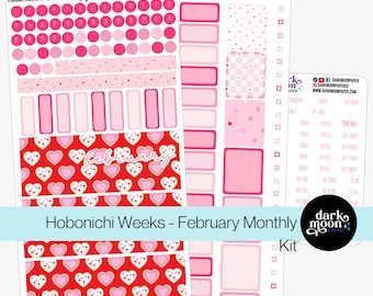 Hobonichi Weeks February Monthly Kit - COOKIE HEARTS - Valentine Heart Theme - Matte Stickers - 302-30-M