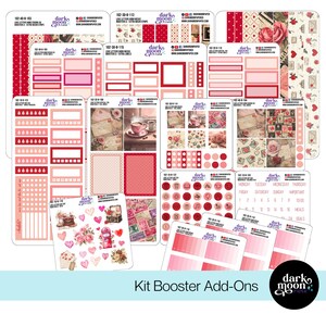 Kit de pegatinas para planificador con temática de San Valentín - Kit adicional de refuerzo - Cartas de amor - Pegatinas mate en blanco - 102-10-B