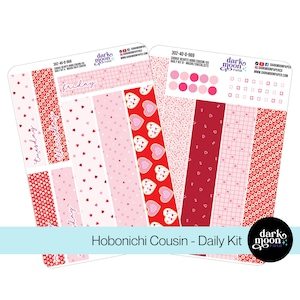 Kit quotidien Hobonichi Cousin (A5) - COOKIE HEARTS - thème coeur Saint-Valentin - Stickers agenda quotidien - Stickers mats - 302-40-D