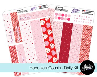 Hobonichi Cousin (A5) Daily Kit - COOKIE HEARTS - Valentine Heart Theme - Daily Planner Page Stickers - Matte Stickers - 302-40-D