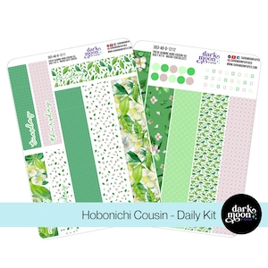 Kit quotidien Hobonichi Cousin (A5) - JASMIN FRAIS - Stickers floral vert printemps rose - 303-40-D
